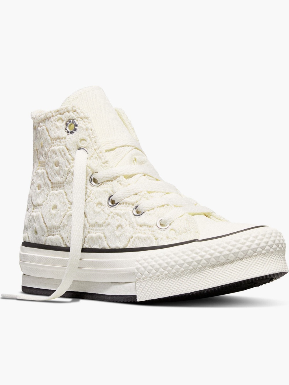 Converse High Top Crochet Sneakers in Cream